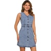 image:imageAllegra K Women Casual Denim V Neck Button Down Mini Dress  Sleeveless design with pockets Suitable for weddings office meetings Unlined constructionGrey Blue