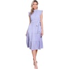 image:imageAllegra K Women Casual Midi Ruffled Sleeve Mock Neck ALine Belted Dress  Flared silhouette with a selftie belt Versatile for spring and autumn Great for office or travelPurple