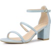 image:imageAllegra K Women Faux Suede Open Toe Ankle Strap Chunky Heels Sandals  Strappy design with buckle closure 25inch heel height Easy to pair with jeans or skirt for a casual lookSky Blue