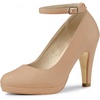 image:imageAllegra K Women Low Platform Round Toe Stiletto Heels Ankle Strap Pumps  Pumps With Closed Toe 3 78 inches Heel Comfortable Heel Pump Summer Dress Shoes for Party OfficeNude