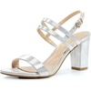 image:imageAllegra K Women Open Toe Slingback Chunky Heel Ankle Strap Sandals  3Inch Chunky Heel Adjustable Buckle Open Toe Slingback Party Office Evening Casual DatingSilver