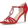 image:imageAllegra K Women Rhinestone Ankle Strap Open Toe Stiletto Heels Sandals  Stiletto heel Buckle closure Rhinestone vamp Open toe Party Office Casual Halloween Christmas ABS heelRed