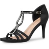 image:imageAllegra K Women Rhinestone Ankle Strap Open Toe Stiletto Heels Sandals  Stiletto heel Buckle closure Rhinestone vamp Open toe Party Office Casual Halloween Christmas ABS heelBlack