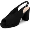 image:imageAllegra K Women Rubber Square Toe Slingback Platform Chunky Heel Sandals  ABS outsole Block heel 37inch heel height 08inch platform Slingback strap Chunky heel Square toeBlack
