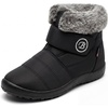 image:imageAllegra K Women Warm Breathable Flat Hook Loop Ankle Snow Boots  Cotton vamp TPR outsole Nonslip durable Keeps feet dry in cold mud Heel 079in Hook loop closureBlack