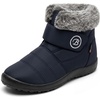 image:imageAllegra K Women Warm Breathable Flat Hook Loop Ankle Snow Boots  Cotton vamp TPR outsole Nonslip durable Keeps feet dry in cold mud Heel 079in Hook loop closureNavy Blue