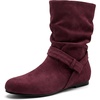 image:imageAllegra K Women Wide Mid Calf Slouch Pull on Low Heel Booties  TPR Sole Round Toe Pleated Design Casual Party Office Interview Christmas Dating EveningBurgundy
