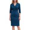 image:imageAllegra K Women Wrap Dress Lapel V Neck 34 Sleeve with Pockets Elegant Work Office Business Bodycon Pencil Mini DressesNavy Blue