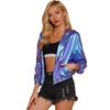 image:imageAllegra K Womens Holographic Shiny Zipper Hooded Metallic Jackets  Special material for special occasions Elastic trim with shimmer Trendy for club holidayBlue Purple