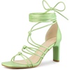 image:imageAllegra K Womens Lace Up Sandals Chunky High Heels  3 17 inches Heel Strappy Comfortable Faux Leather perfect for Evening Party Wedding Date NightLime Green