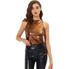 image:imageAllegra K Womens Metallic Tank Tops Shiny Sleeveless Party Disco Shirt  Glitter Metallic Tops for Halloween Christmas Cosplay Party Nightout Shimmer Round NeckBrown