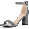 image:imageAllegra K Womens Open Toe Chunky High Heel Buckle Ankle Strap Sandals  3 38 inches Heels with Faux Suede Comfortable Block Heels Sandal for Women Summer Dressy ShoesDeep Grey