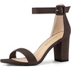 image:imageAllegra K Womens Open Toe Chunky High Heel Buckle Ankle Strap Sandals  3 38 inches Heels with Faux Suede Comfortable Block Heels Sandal for Women Summer Dressy ShoesCoffee