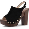 image:imageAllegra K Womens Open Toe Slingback Platform Chunky Heel Sandals  Soft faux suede vamp and durable PU outsole Chunky heel with slingback and buckle closureBlack