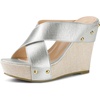 image:imageAllegra K Womens Platform Slide Wedges Sandals  4 38 inches Heel Slip on Espadrilles Wedges Crisscross Strap Open Toe Comfort Wedges for Women Dress ShoesSilver