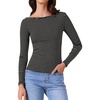 image:imageAllegra K Womens Striped Top Long Sleeve TShirt Boat Neck Tops Stretchy Casual Basic Shirt 2025Black
