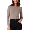 image:imageAllegra K Womens Striped Top Long Sleeve TShirt Boat Neck Tops Stretchy Casual Basic Shirt 2025Light Brown