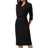 image:imageAllegra K Work Dresses for Women 34 Sleeve Stand Collared V Neck Business Office Bodycon Sheath Dress 2026Black