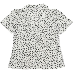 image:imageAllegra K Casual Blouse for Women Floral Print Short Sleeve Shirt V Neck Notch Lapel Blouse Dressy Summer TopsBlack Beige