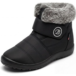 image:imageAllegra K Women Warm Breathable Flat Hook Loop Ankle Snow Boots  Cotton vamp TPR outsole Nonslip durable Keeps feet dry in cold mud Heel 079in Hook loop closureBlack