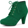 image:imageAllegra K Women Faux Suede Lace Up Platform Chunky Heel Ankle Booties  Round Toe Cushioned Comfort Lace Up Platform Office Party Dating 33Inch Heel HeightEmerald Green