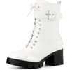 image:imageAllegra K Womens Zip Platform Chunky Heel Combat Boots  Party BootsWhite
