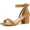 image:imageAllegra K Womens Ankle Strap Block Low Heel Sandal  Casual SandalsKhaki