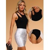 image:imageAllegra K Bodysuit Tank Tops for Womens Sexy Slim Fit Gilding Shiny Ribbed Body SuitsBlack
