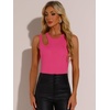 image:imageAllegra K Bodysuit Tank Tops for Womens Sexy Slim Fit Gilding Shiny Ribbed Body SuitsHot Pink