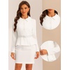 image:imageAllegra K Women Business Peplum Blazer Jacket Mini Pencil Skirt Sets  Formal Work Long Sleeve Collared Jackets Mini Pencil Bodycon Skirt Suits with BeltWhite
