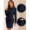 image:imageAllegra K Women Business Peplum Blazer Jacket Mini Pencil Skirt Sets  Formal Work Long Sleeve Collared Jackets Mini Pencil Bodycon Skirt Suits with BeltNavy Blue