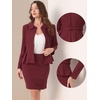 image:imageAllegra K Women Business Peplum Blazer Jacket Mini Pencil Skirt Sets  Formal Work Long Sleeve Collared Jackets Mini Pencil Bodycon Skirt Suits with BeltBurgundy