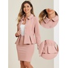 image:imageAllegra K Women Business Peplum Blazer Jacket Mini Pencil Skirt Sets  Formal Work Long Sleeve Collared Jackets Mini Pencil Bodycon Skirt Suits with BeltPink