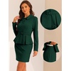image:imageAllegra K Women Business Peplum Blazer Jacket Mini Pencil Skirt Sets  Formal Work Long Sleeve Collared Jackets Mini Pencil Bodycon Skirt Suits with BeltDark Green
