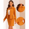 image:imageAllegra K Women Business Peplum Blazer Jacket Mini Pencil Skirt Sets  Formal Work Long Sleeve Collared Jackets Mini Pencil Bodycon Skirt Suits with BeltDark Orange