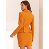 image:imageAllegra K Women Business Peplum Blazer Jacket Mini Pencil Skirt Sets  Formal Work Long Sleeve Collared Jackets Mini Pencil Bodycon Skirt Suits with BeltDark Orange