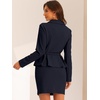 image:imageAllegra K Women Business Peplum Blazer Jacket Mini Pencil Skirt Sets  Formal Work Long Sleeve Collared Jackets Mini Pencil Bodycon Skirt Suits with BeltNavy Blue