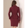 image:imageAllegra K Women Business Peplum Blazer Jacket Mini Pencil Skirt Sets  Formal Work Long Sleeve Collared Jackets Mini Pencil Bodycon Skirt Suits with BeltBurgundy