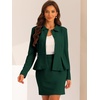 image:imageAllegra K Women Business Peplum Blazer Jacket Mini Pencil Skirt Sets  Formal Work Long Sleeve Collared Jackets Mini Pencil Bodycon Skirt Suits with BeltDark Green