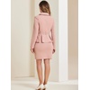 image:imageAllegra K Women Business Peplum Blazer Jacket Mini Pencil Skirt Sets  Formal Work Long Sleeve Collared Jackets Mini Pencil Bodycon Skirt Suits with BeltPink