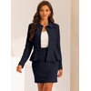 image:imageAllegra K Women Business Peplum Blazer Jacket Mini Pencil Skirt Sets  Formal Work Long Sleeve Collared Jackets Mini Pencil Bodycon Skirt Suits with BeltNavy Blue