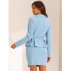 image:imageAllegra K Women Business Peplum Blazer Jacket Mini Pencil Skirt Sets  Formal Work Long Sleeve Collared Jackets Mini Pencil Bodycon Skirt Suits with BeltLight Blue