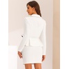 image:imageAllegra K Women Business Peplum Blazer Jacket Mini Pencil Skirt Sets  Formal Work Long Sleeve Collared Jackets Mini Pencil Bodycon Skirt Suits with BeltWhite