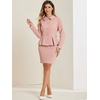 image:imageAllegra K Women Business Peplum Blazer Jacket Mini Pencil Skirt Sets  Formal Work Long Sleeve Collared Jackets Mini Pencil Bodycon Skirt Suits with BeltPink