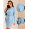 image:imageAllegra K Women Business Peplum Blazer Jacket Mini Pencil Skirt Sets  Formal Work Long Sleeve Collared Jackets Mini Pencil Bodycon Skirt Suits with BeltLight Blue