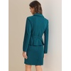 image:imageAllegra K Women Business Peplum Blazer Jacket Mini Pencil Skirt Sets  Formal Work Long Sleeve Collared Jackets Mini Pencil Bodycon Skirt Suits with BeltBlue Green