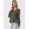 image:imageAllegra K Women Casual Fall Lace Long Sleeve V Neck Tunic Blouse  Classic design with trendy style Suitable for daily wear yoga travel Versatile for all seasonsArmy Green