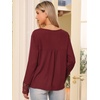 image:imageAllegra K Women Casual Fall Lace Long Sleeve V Neck Tunic Blouse  Classic design with trendy style Suitable for daily wear yoga travel Versatile for all seasonsWine Red