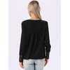 image:imageAllegra K Women Casual Fall Lace Long Sleeve V Neck Tunic Blouse  Classic design with trendy style Suitable for daily wear yoga travel Versatile for all seasonsBlack