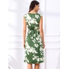 image:imageAllegra K Women Elegant Vintage Floral Cowl Neck Cap Sleeve Dress  Satin fabric Versatile for dinner date evening party Cowl neck design Shift midi silhouetteDark Green